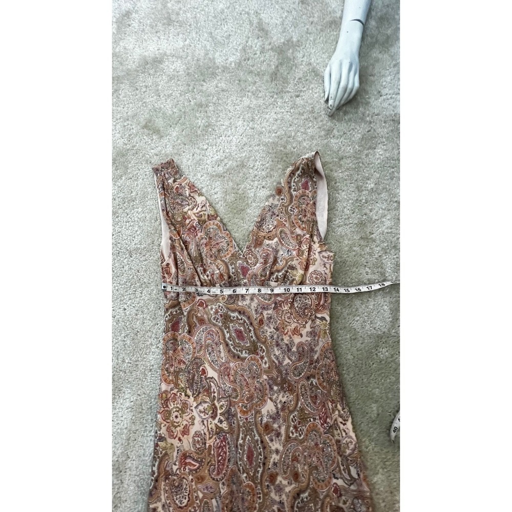 Vintage Spiegel 100% Silk Paisley Midi Dress Y2K Boho Handkerchief Ruffle - Picture 5 of 8